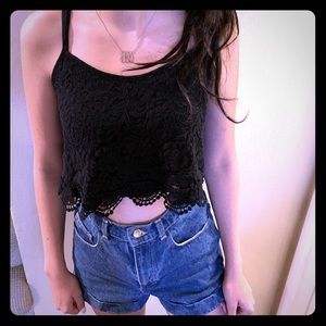 Black Lace Tank -Small